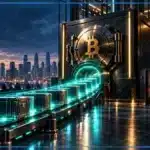 Image éditoriale montrant un énorme flux institutionnel vers un seul ETF Bitcoin, tandis que plusieurs fonds concurrents enregistrent des retraits et que le marché spot du BTC reste sous pression.