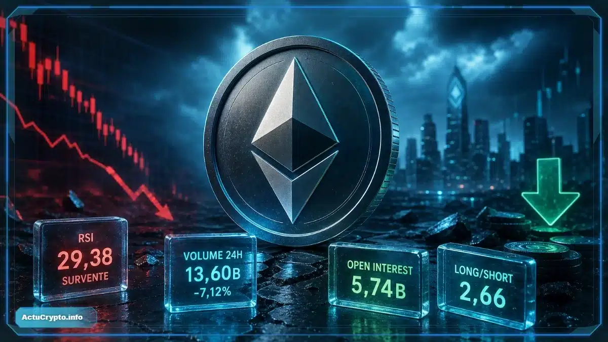 Ethereum : RSI en survente, volumes en baisse et levier à surveiller Ethereum : RSI en survente, volumes en baisse et levier à surveiller — cours Ethereum