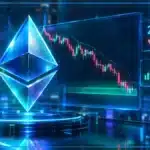 Symbole Ethereum en 3D devant un graphique baissier, avec prix à 2 239 $, baisse de 4,14 % et volume de 27,6 milliards.