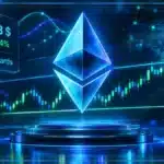 Symbole Ethereum en 3D devant un graphique de marché affichant 2 703 $, une hausse de 0,74 % et une zone de résistance.