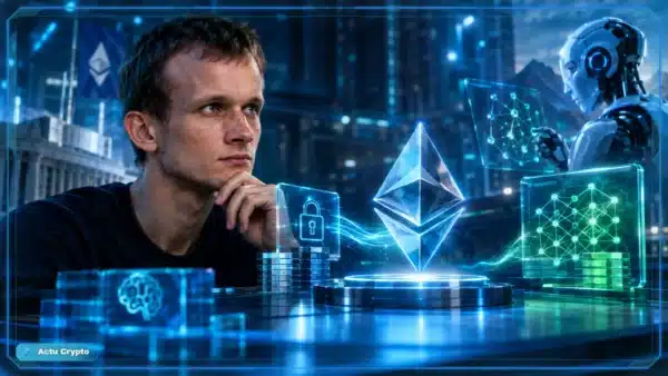 Cadenas cryptographique lumineux illustrant le risque IA autour d’ECDSA sur Ethereum
