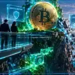 Illustration 3D du marché crypto avec graphique, baisse du levier, capitalisation en hausse et indicateurs