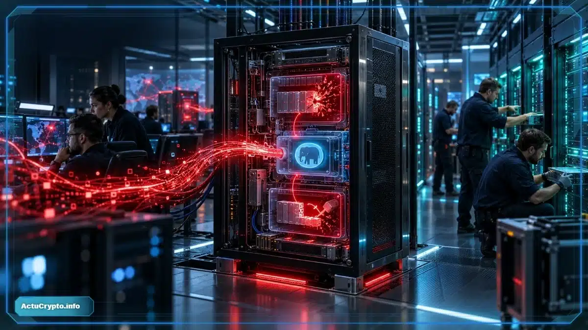 Photo réaliste d’un honeypot PHP ciblé par une tentative d’exploitation avant la publication des correctifs, tandis que deux vulnérabilités critiques du moteur sont analysées par une équipe de cybersécurité.
