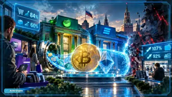 Illustration d’une banque russe entrant dans un cadre crypto réglementé