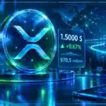 Symbole XRP en 3D devant un graphique de marché affichant les zones de support et de résistance