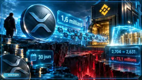 Illustration des entrées de XRP vers Binance et de la baisse des réserves